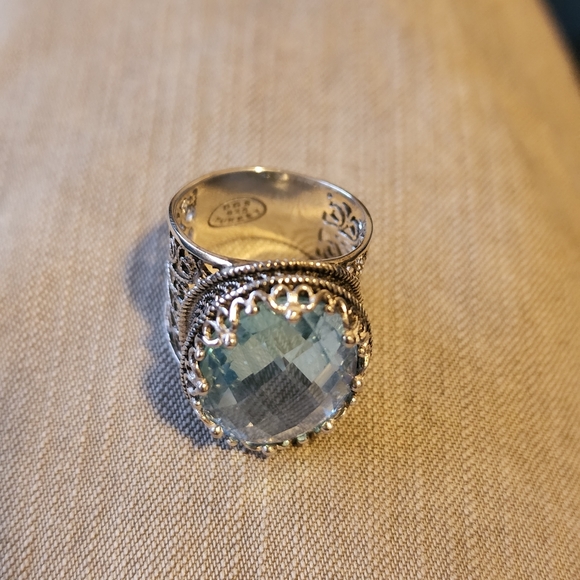 Blue Topaz Filigree Sterling Ring Size 5 - Picture 5 of 7